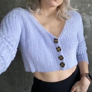 Lilac fuzzy crop top